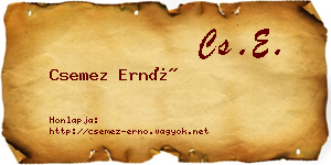 Csemez Ernő névjegykártya